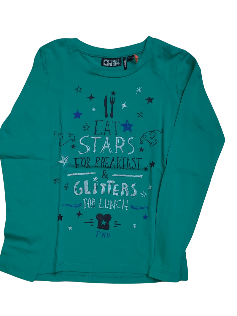 T-Shirt L/M &quot;Eat Stars&quot; Tumble &#39;N Dry Groen