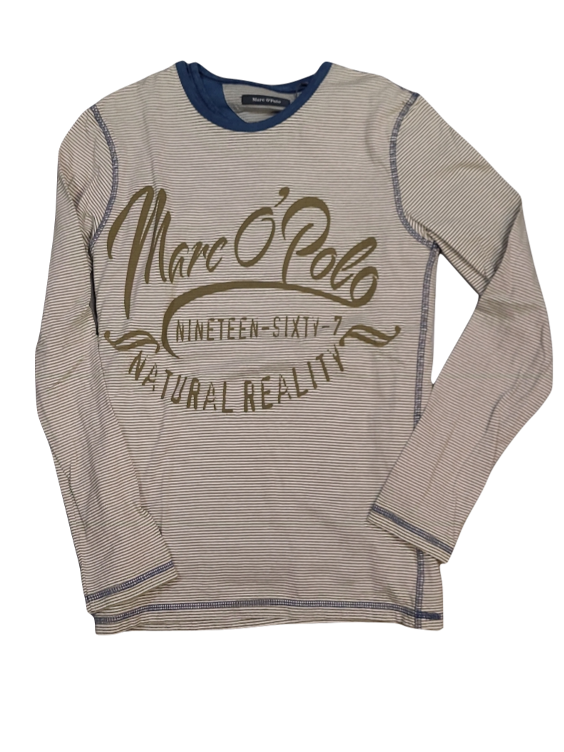 T-shirt L/M 2 in 1 Marc O&#39;Polo Olijf Gestreept