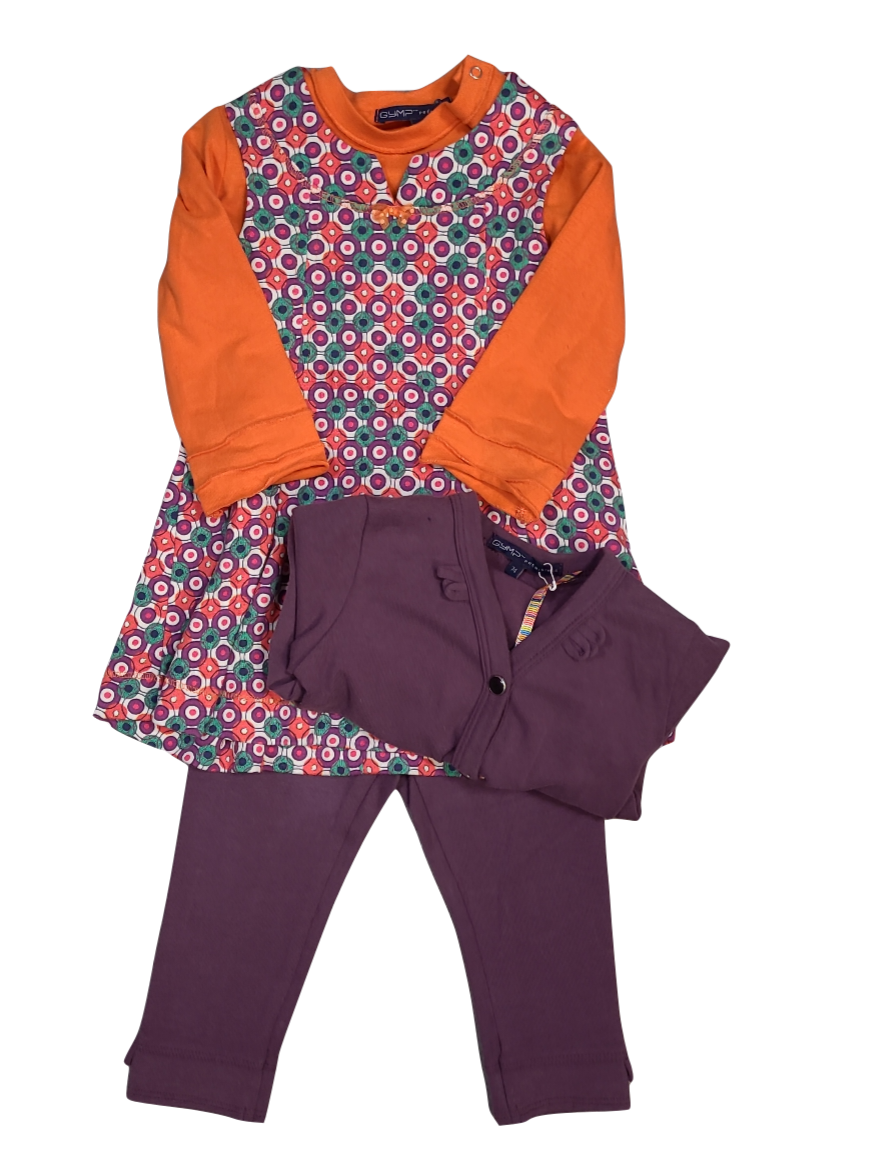 Set Kleed + T-shirt L/M + Legging + Gilet Gymp Oranje/Paars