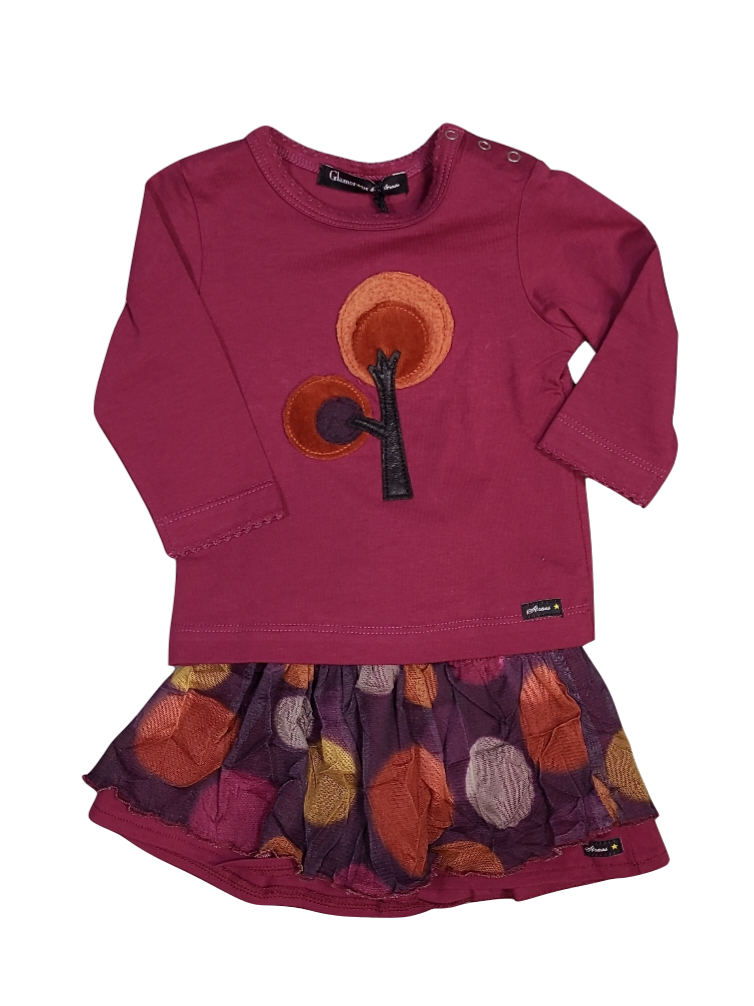 Set  T-shirt L/M + Rok Strass Paars