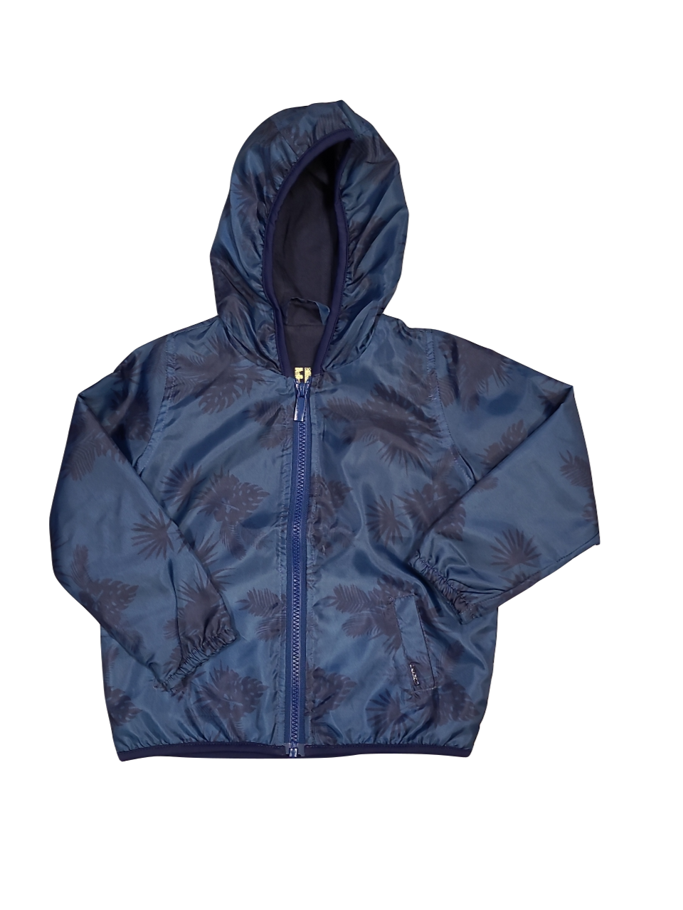 Jas Met Kap Gymp Blauw Bedrukt