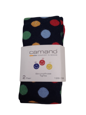 Collants Camano 2 paar Donkerblauw Gestreept + Bolletjes