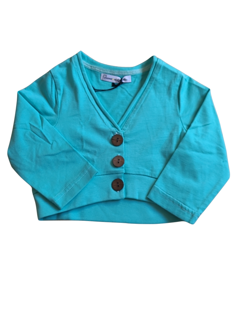 Gilet Knopen Strass Aqua