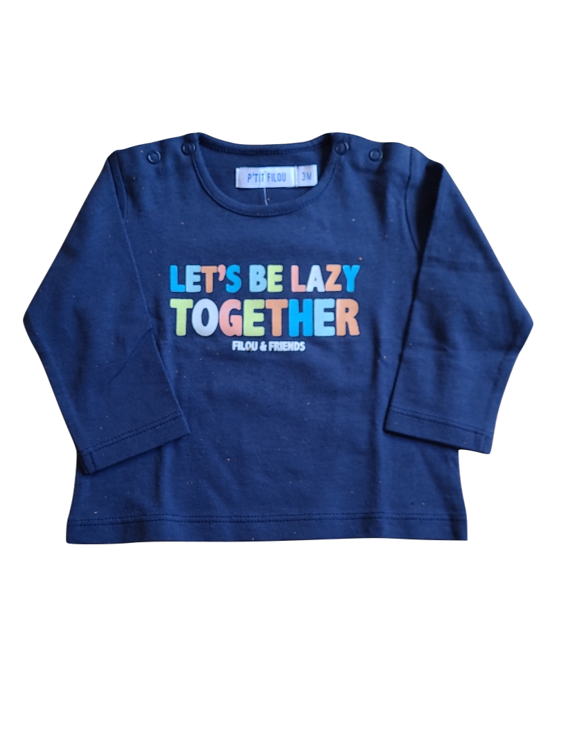 T-shirt L/M &quot;Together&quot; P&#39;tit Filou Donkerblauw