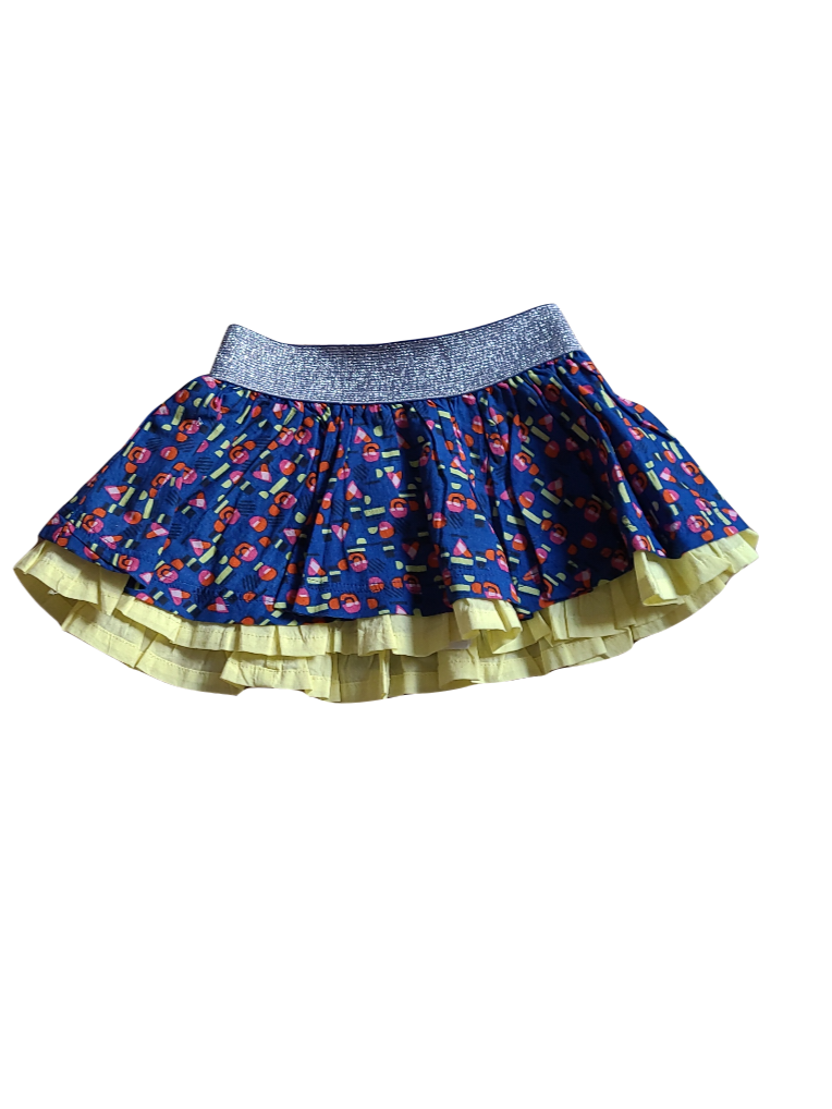 Rok Laagjes Noppies Geel/Blauw Bedrukt