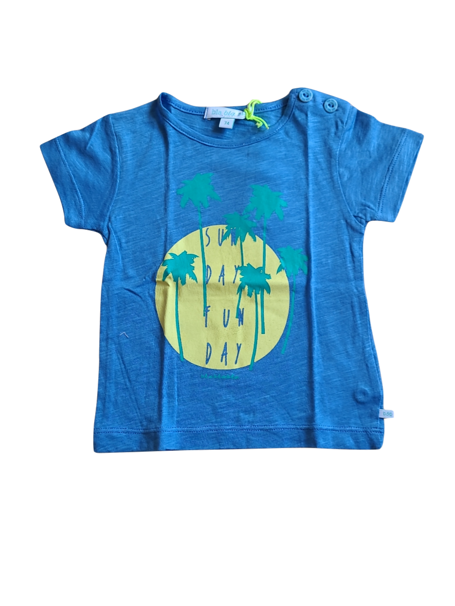 T-shirt &quot;Sun Day&quot; Bla Bla Bla Blauw