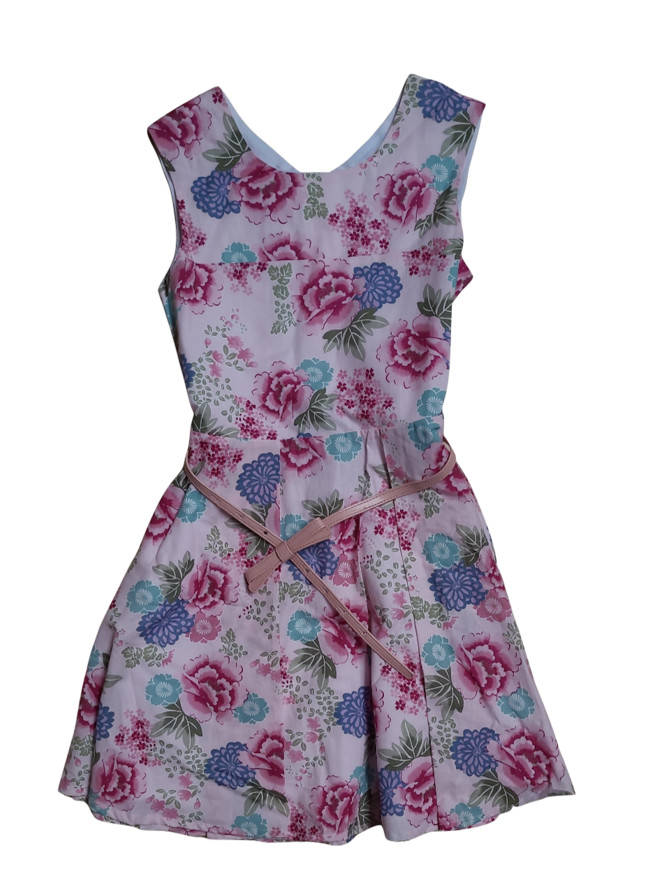 Kleed Met Ceintuur Bloemen Strass Roze