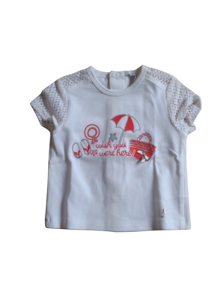 T-shirt &quot;Wish You Were Here&quot; Gymp Ecru