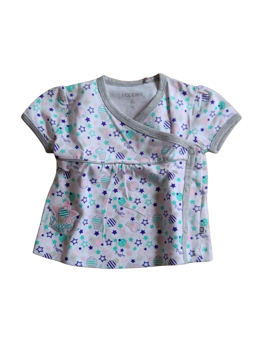 T-shirt &quot;ijsjes&quot; Noppies Wit Bedrukt