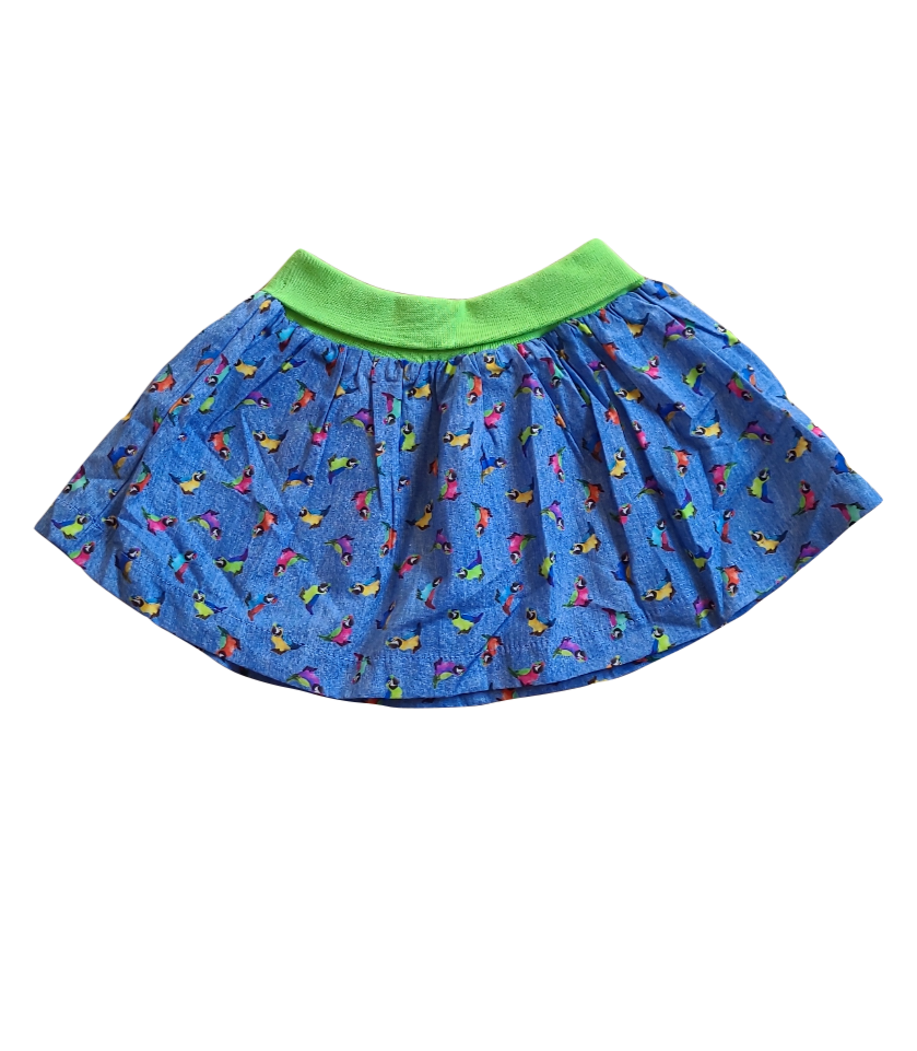 Rok &quot;Papegaai&quot; P&#39;tit Filou Blauw Bedrukt