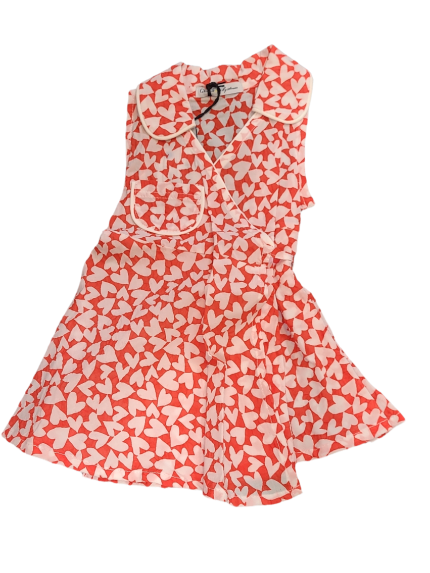 Kleed Met Overslag &quot;Hartjes&quot; Strass Rood