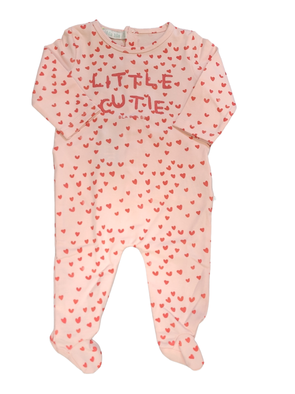Pyjama Met Voetjes &quot;Little Cutie&quot; Bla Bla Bla Roos