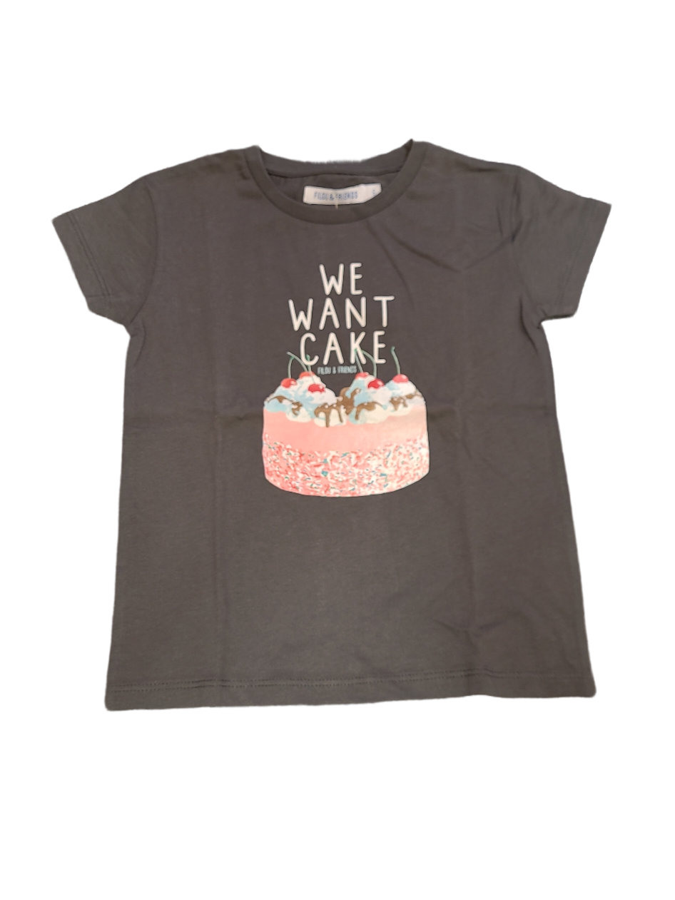 T-shirt &quot;We Want Cake&quot; Filou &amp; Friends Donkergrijs