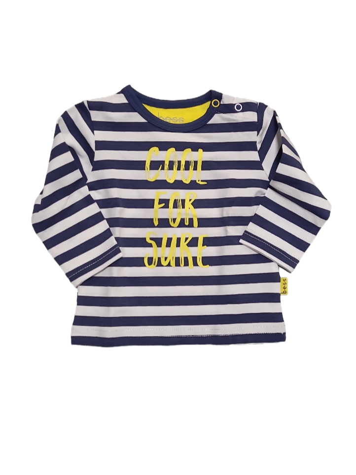 T-shirt L/M &quot;Cool For Sure&quot; Bess Blauw Gestreept