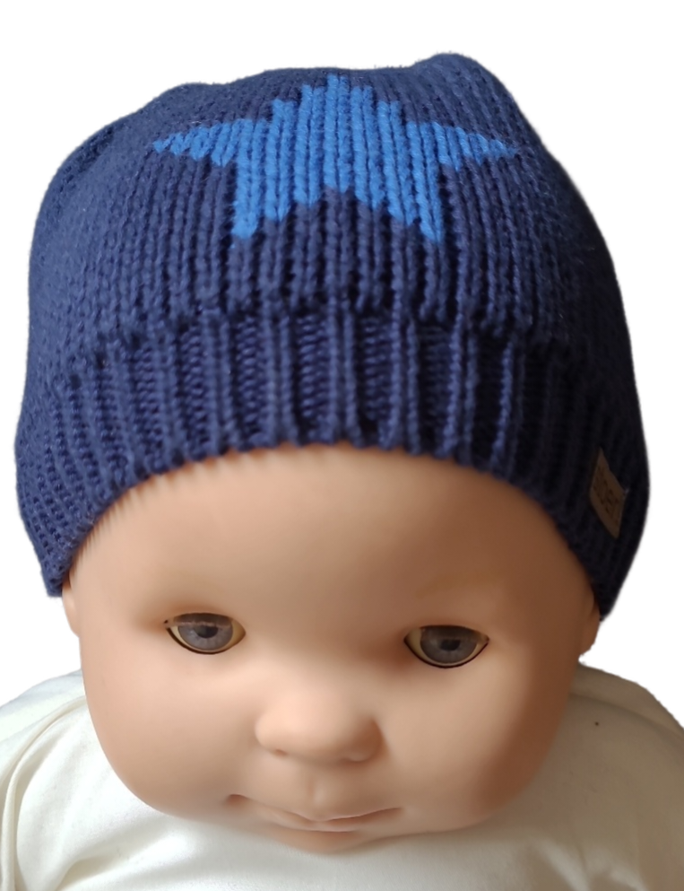 Muts Tricot &quot;Ster&quot; Lief Donkerblauw