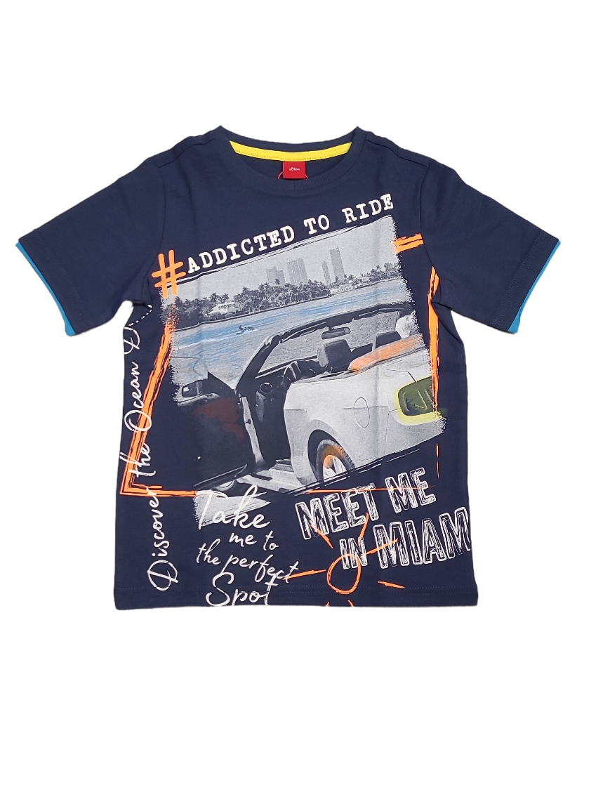 T-shirt &quot;Addicted To Ride&quot; S-Oliver Blauw
