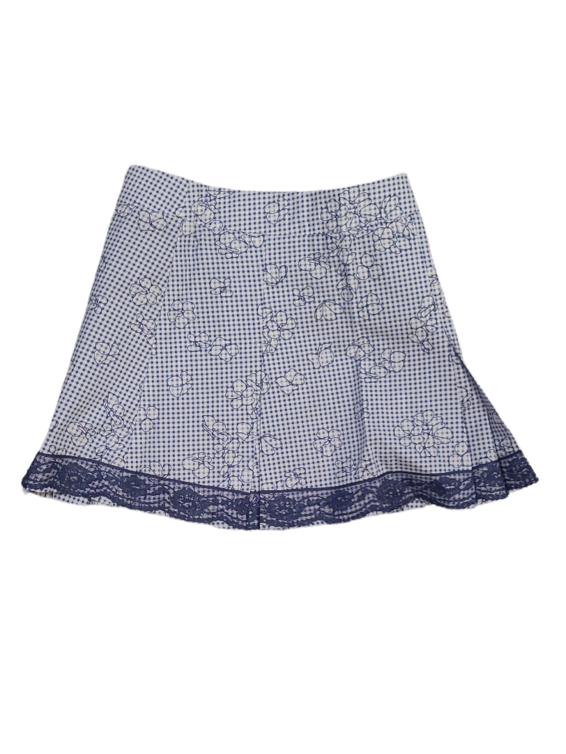Rok &quot;Flowers&quot; Gymp Blauw Geruit