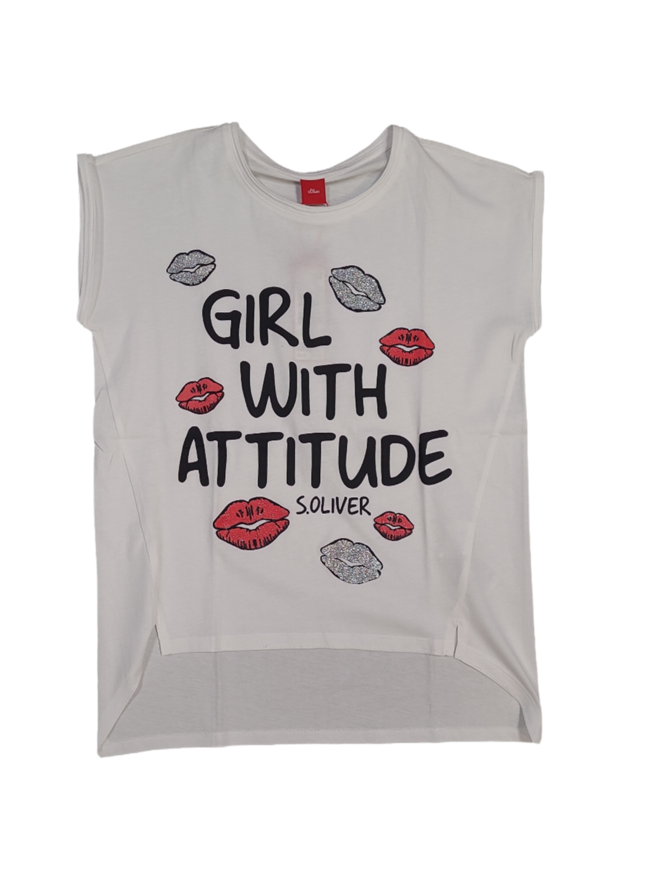 T-shirt &quot;Girl With Attitude&quot; S-Oliver Wit