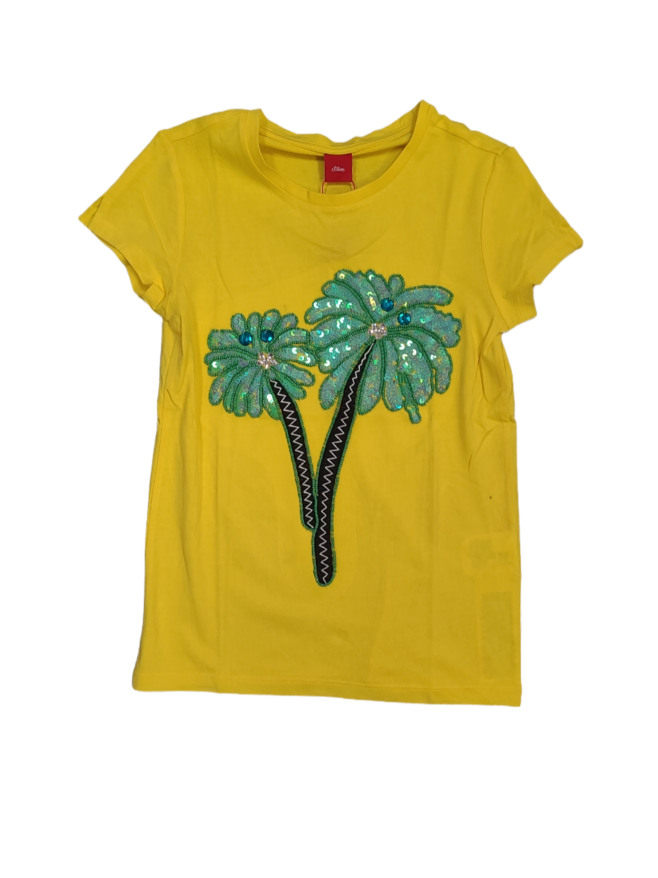T-shirt &quot;Glitter Palmbomen&quot; S-Oliver Geel
