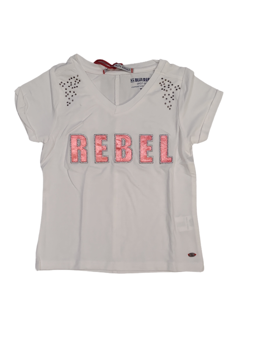 T-shirt &quot;Rebel&quot; Blue Rebel Wit