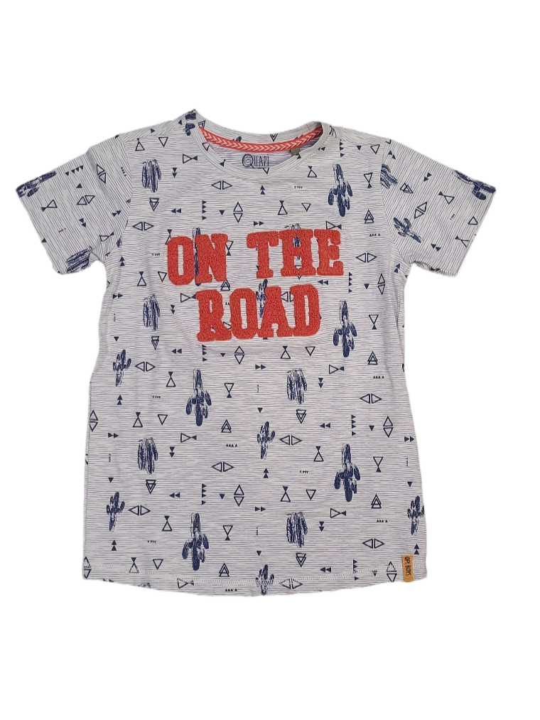 T-shirt &quot;On The Road&quot; Quapi Wit/Blauw