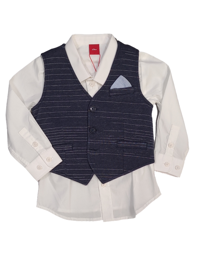 Set Hemd L/M + Ondervestje S-Oliver Wit/Blauw Gestreept