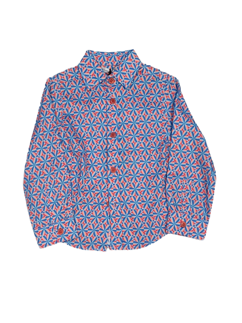 Hemd L/M Strass Blauw/Rood Bedrukt