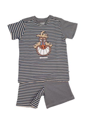 Jongens Pyjama K/M Short "Mandril" Woody Taupe/Blauw Gestreept