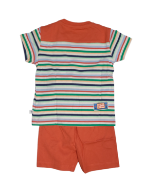 Jongens Baby Pyjama K/M Short "Krokodil" Woody Oranje Gestreept