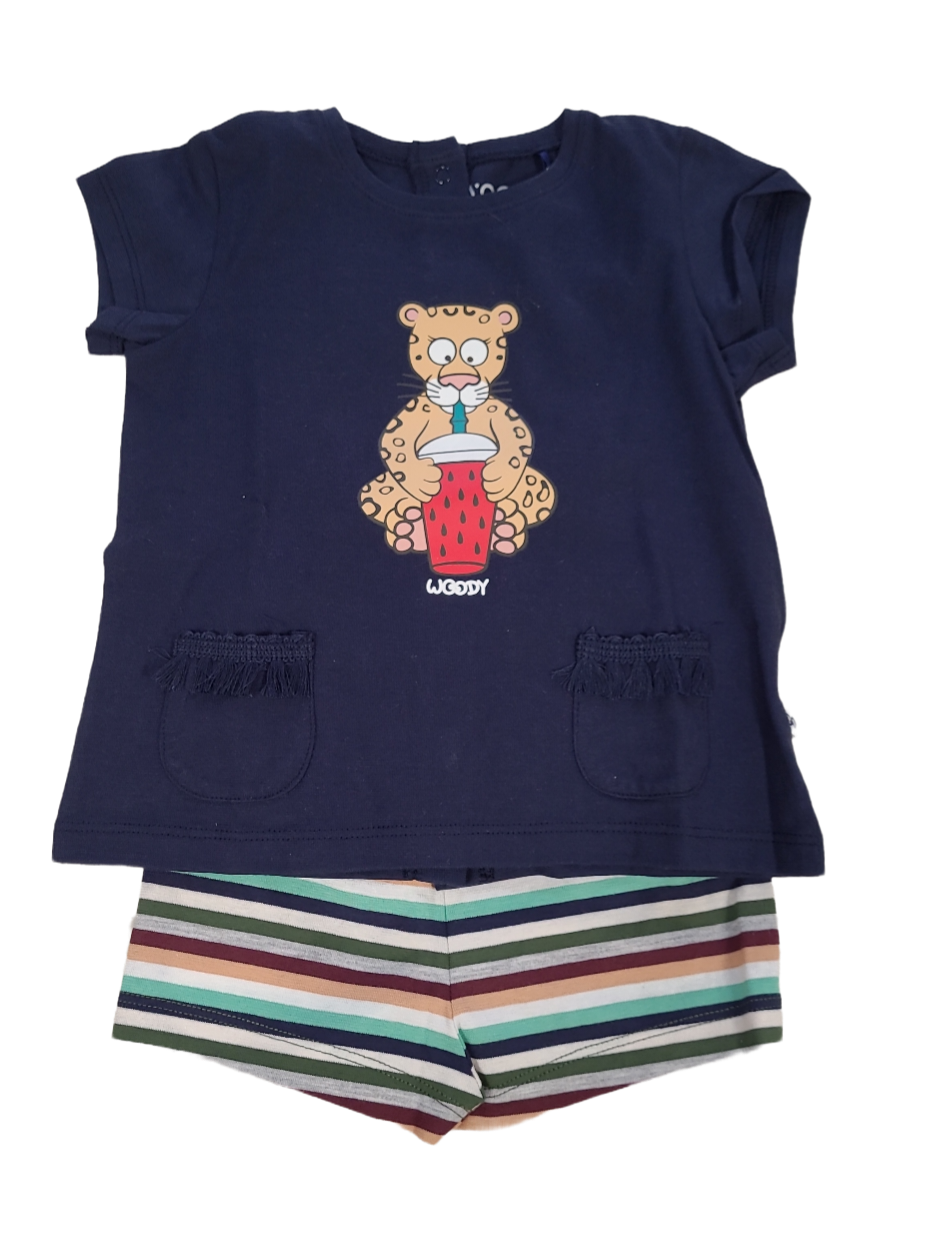 Meisjes Baby Pyjama K/M Short &quot;Tiger&quot; Woody Donkerblauw