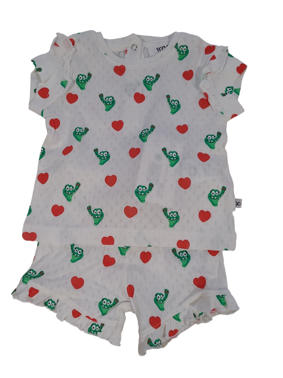 Meisjes Baby Pyjama K/M Short &quot;Krokodil&quot; Woody Wit