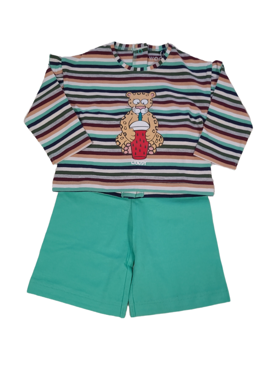 Meisjes Baby Pyjama L/M &quot;Tiger&quot; Woody Multi Gestreept