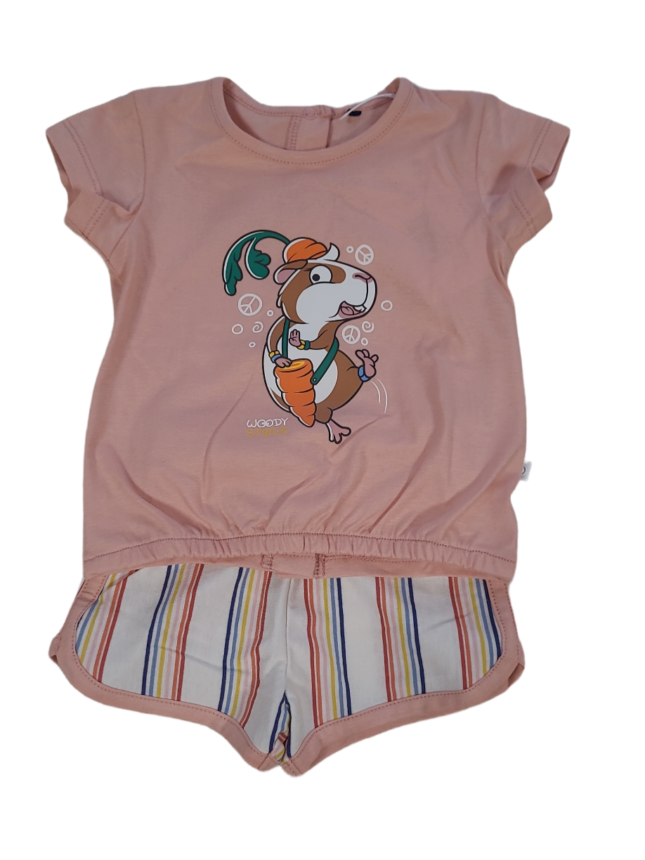 Meisjes Baby Pyjama K/M Short &quot;Cavia&quot; Woody Oudroze