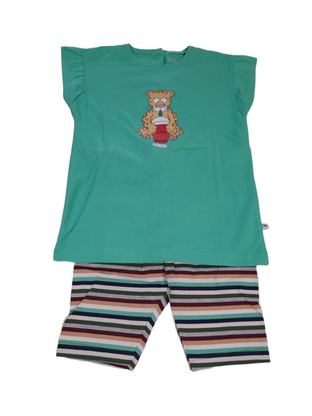 Meisjes Baby Pyjama K/M Short &quot;Tiger&quot; Woody Groen