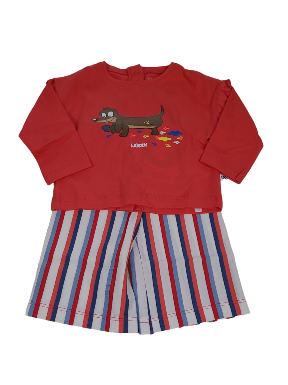 Meisjes Baby Pyjama L/M &quot;Dog&quot; Woody Rood