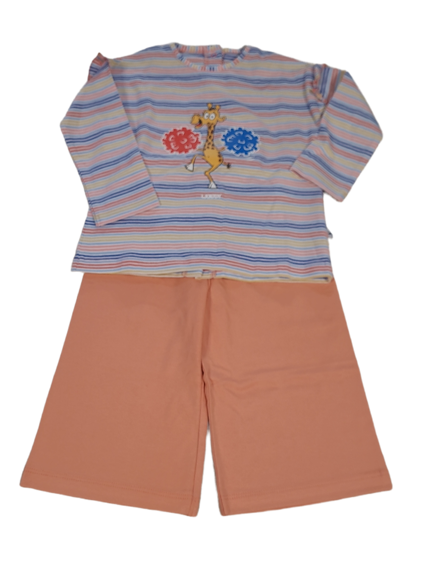 Meisjes Baby Pyjama L/M &quot;Giraf&quot; Woody Multi Gestreept