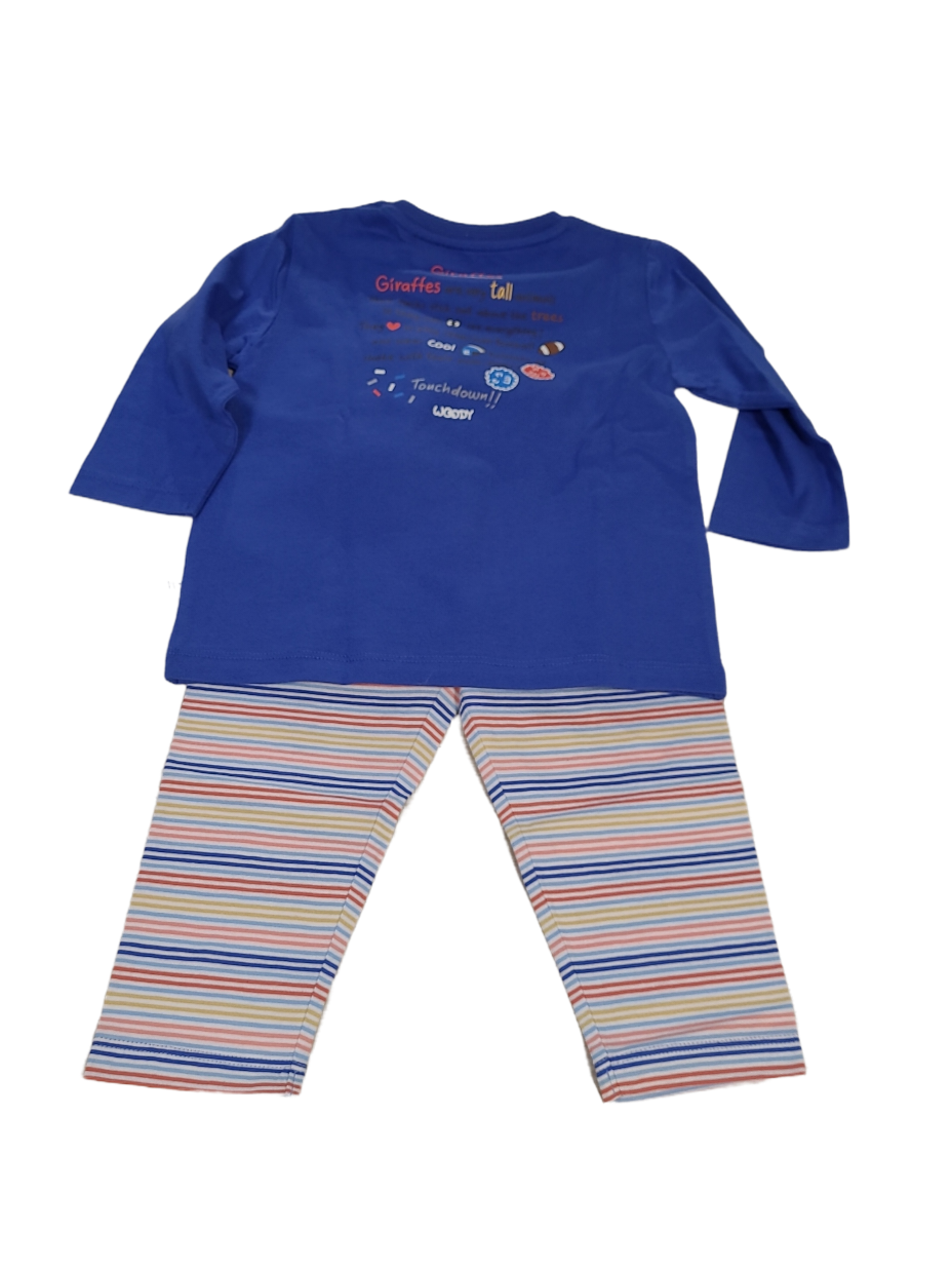 Jongens Baby Pyjama L/M &quot;Giraf&quot; Woody Blauw