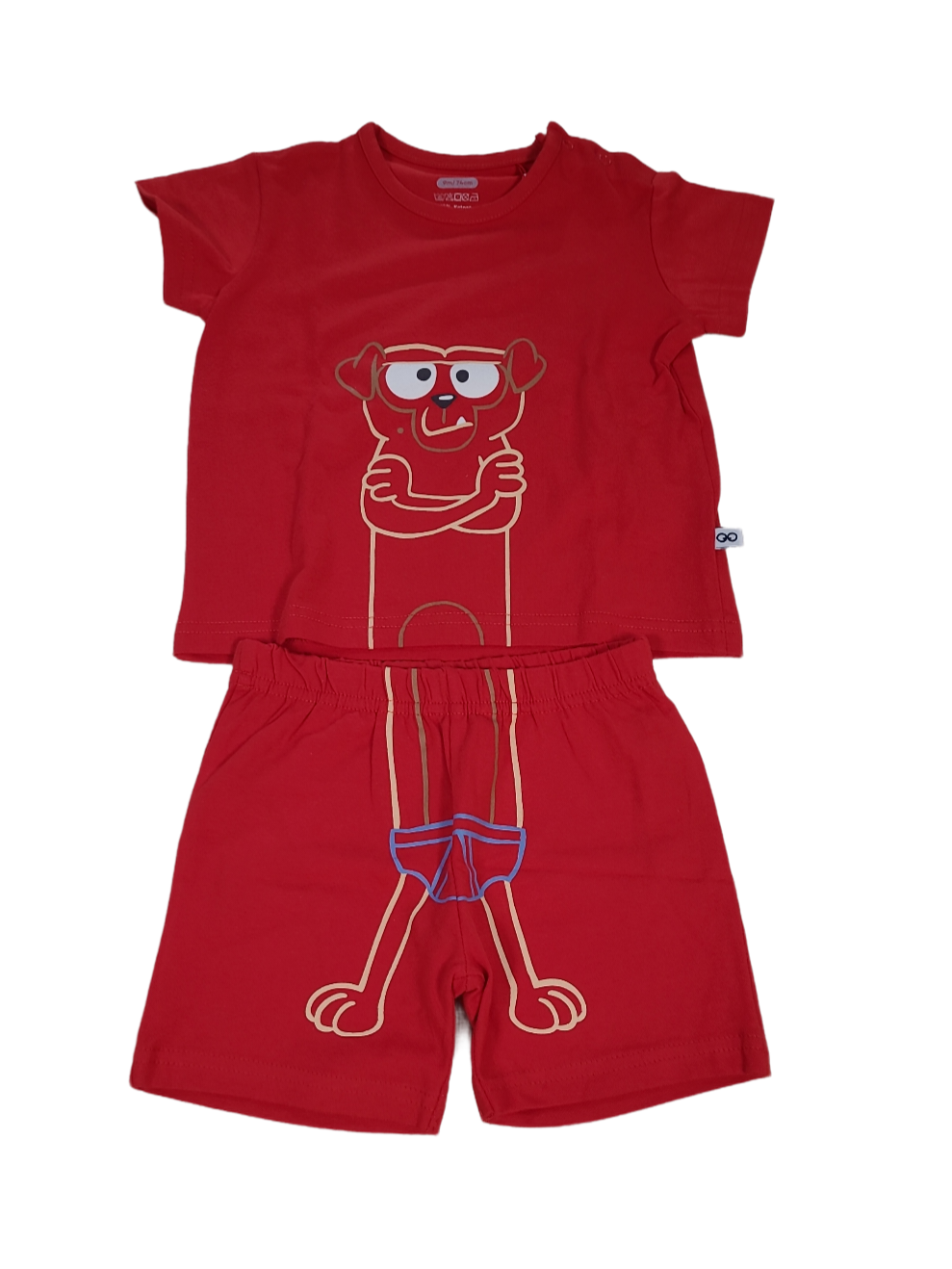 Jongens Baby Pyjama K/M Short &quot;Dog&quot; Woody Rood