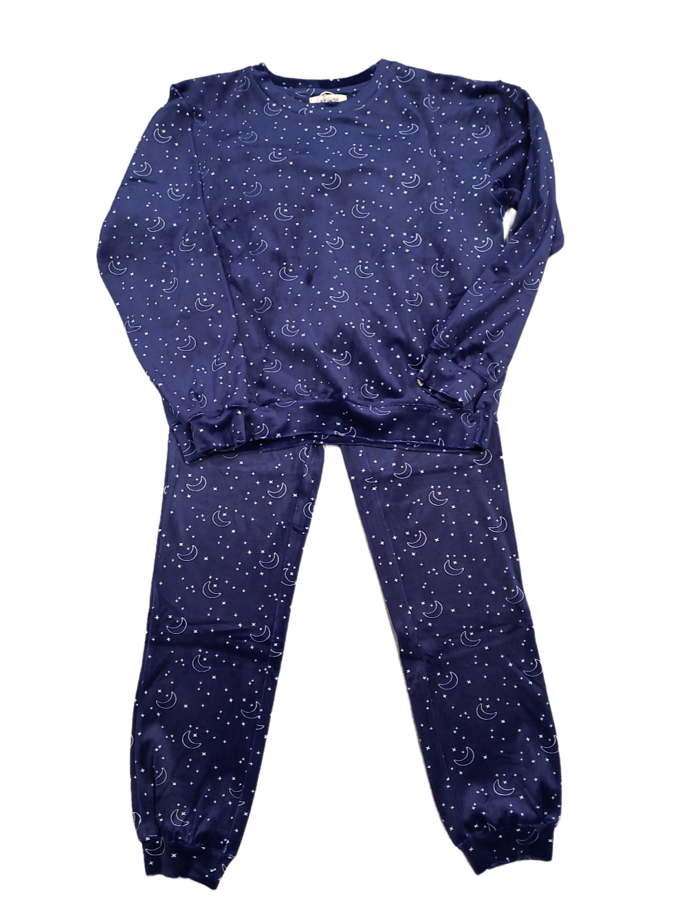Meisjes Pyjama L/M Velours  &quot;Moon And Stars&quot; Woody Blauw