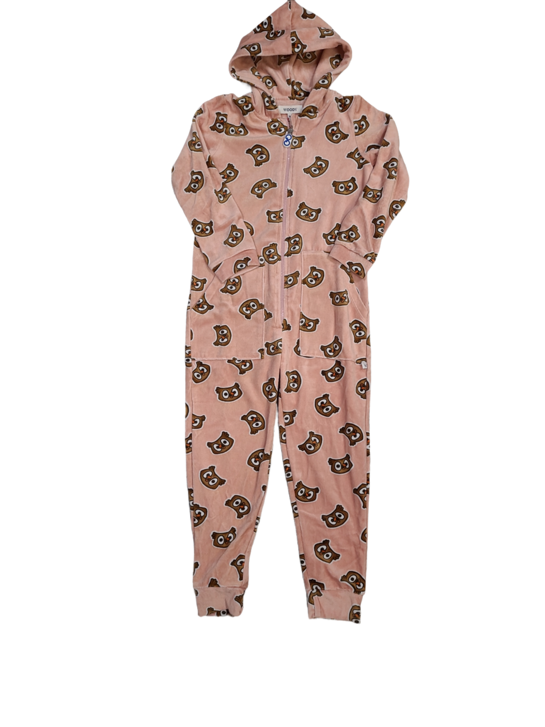 Meisjes Onesie Velours L/M &quot;Uil&quot; Woody Oudroze
