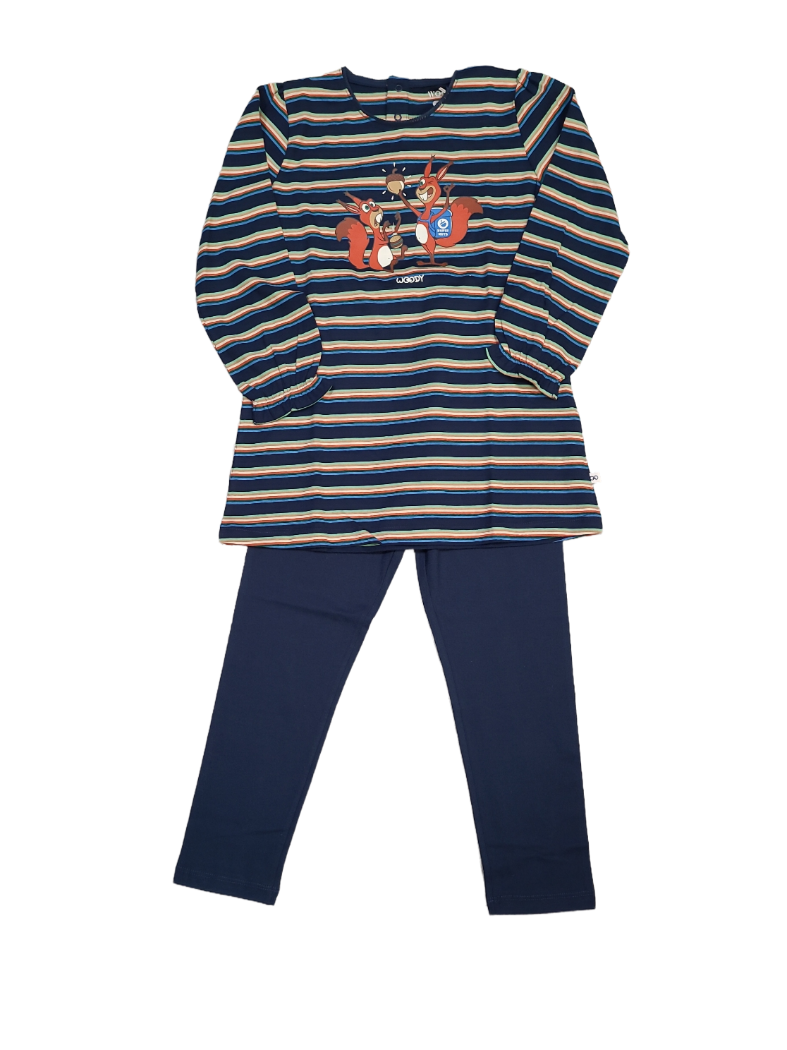 Meisjes Pyjama L/M &quot;Eekhoorn&quot; Woody Multi Gestreept