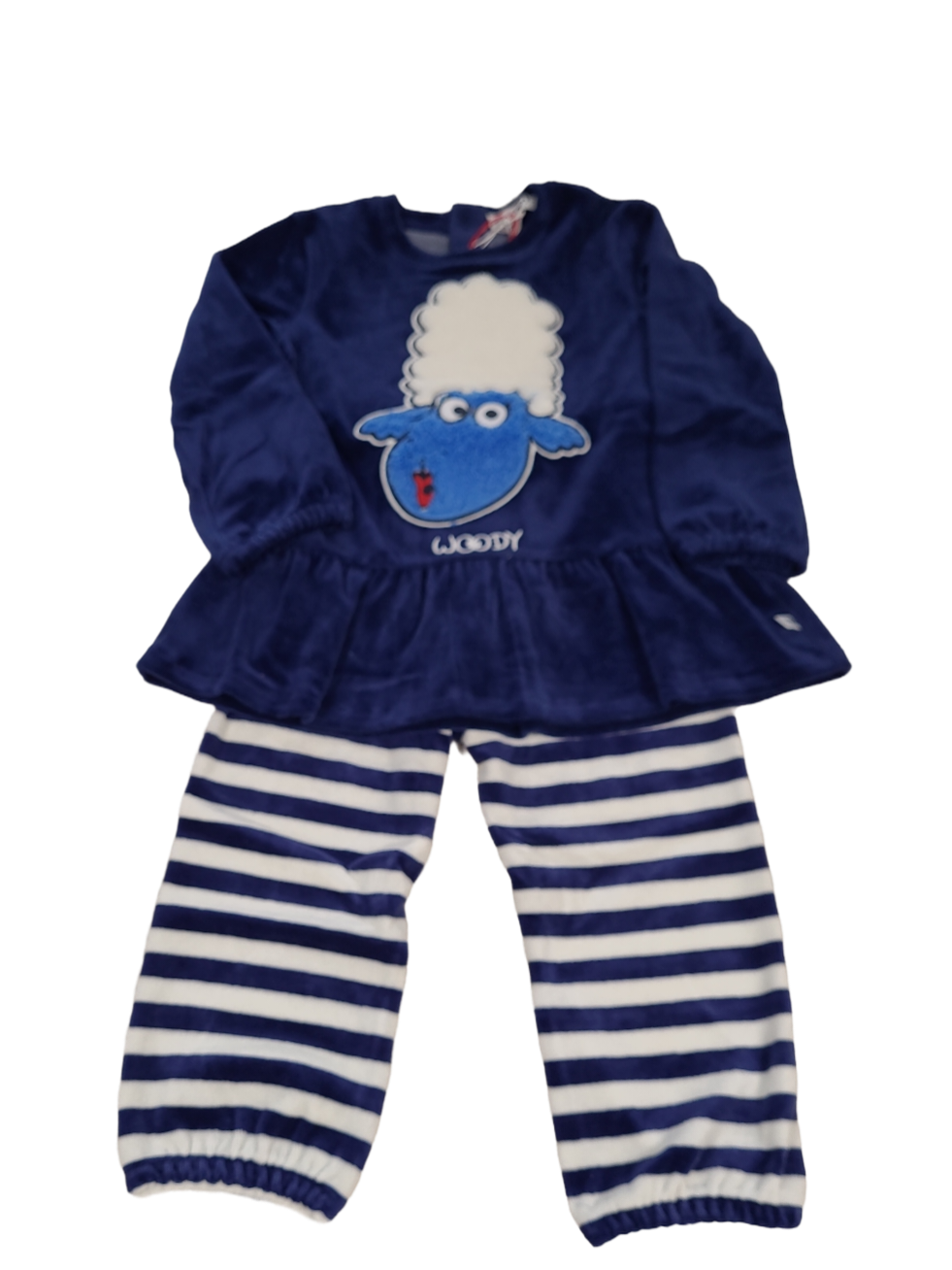 Meisjes Pyjama Velours L/M &quot;Schaap&quot; Woody Donkerblauw