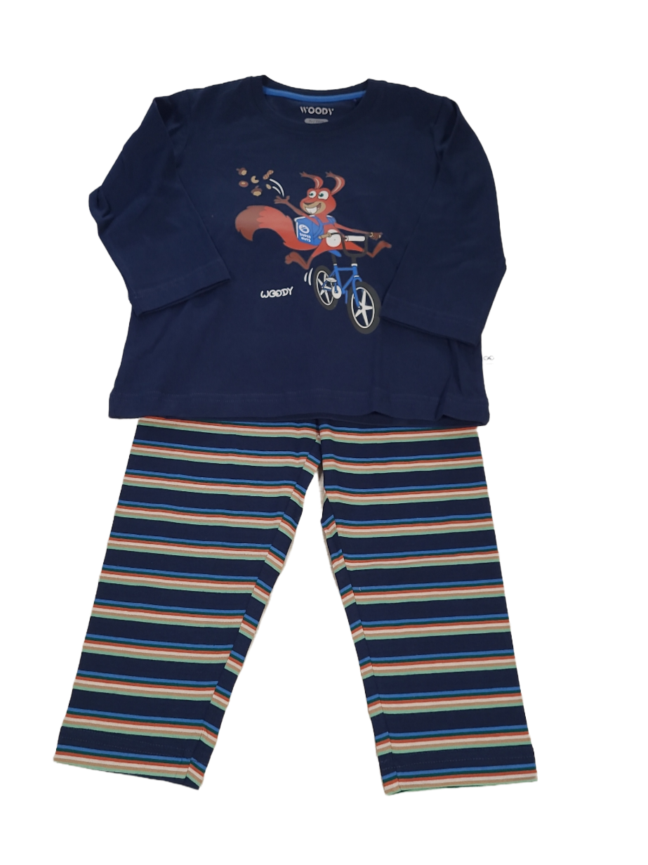 Jongens Pyjama L/M &quot;Eekhoorn&quot; Woody Donkerblauw