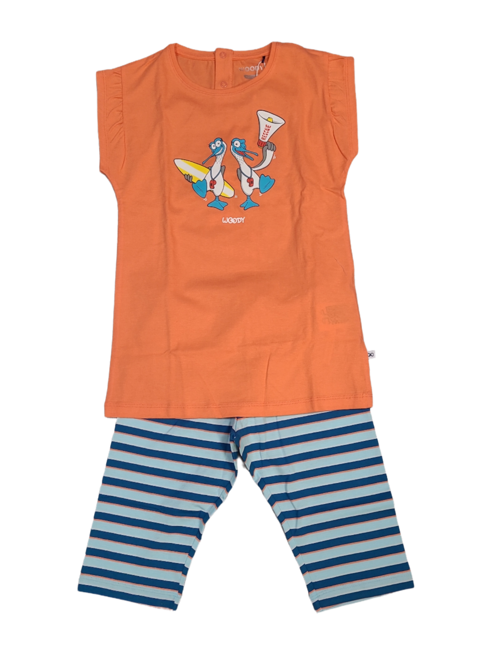 Meisjes Pyjama K/M Tuniek/Kuitbroek &quot;Meeuw&quot; Woody Oranje