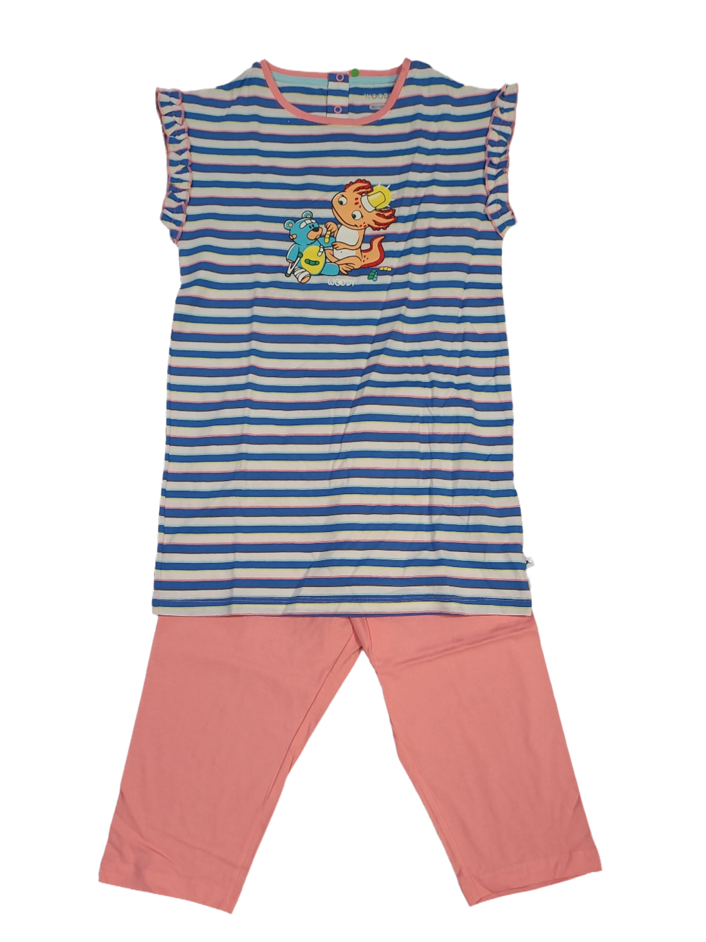 Meisjes Pyjama K/M Tuniek/Kuitbroek &quot;Axolotl&quot; Woody  Multi Gestreept
