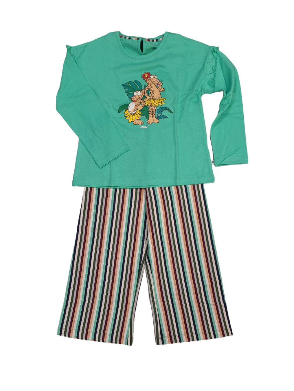 Meisjes Pyjama L/M Lange Broek &quot;Tiger&quot; Woody Groen
