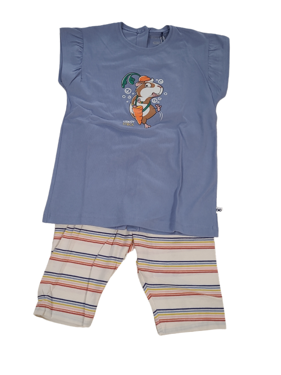 Meisjes Baby Pyjama K/M Tuniek/Kuitbroek &quot;Cavia&quot; Woody  Blauw