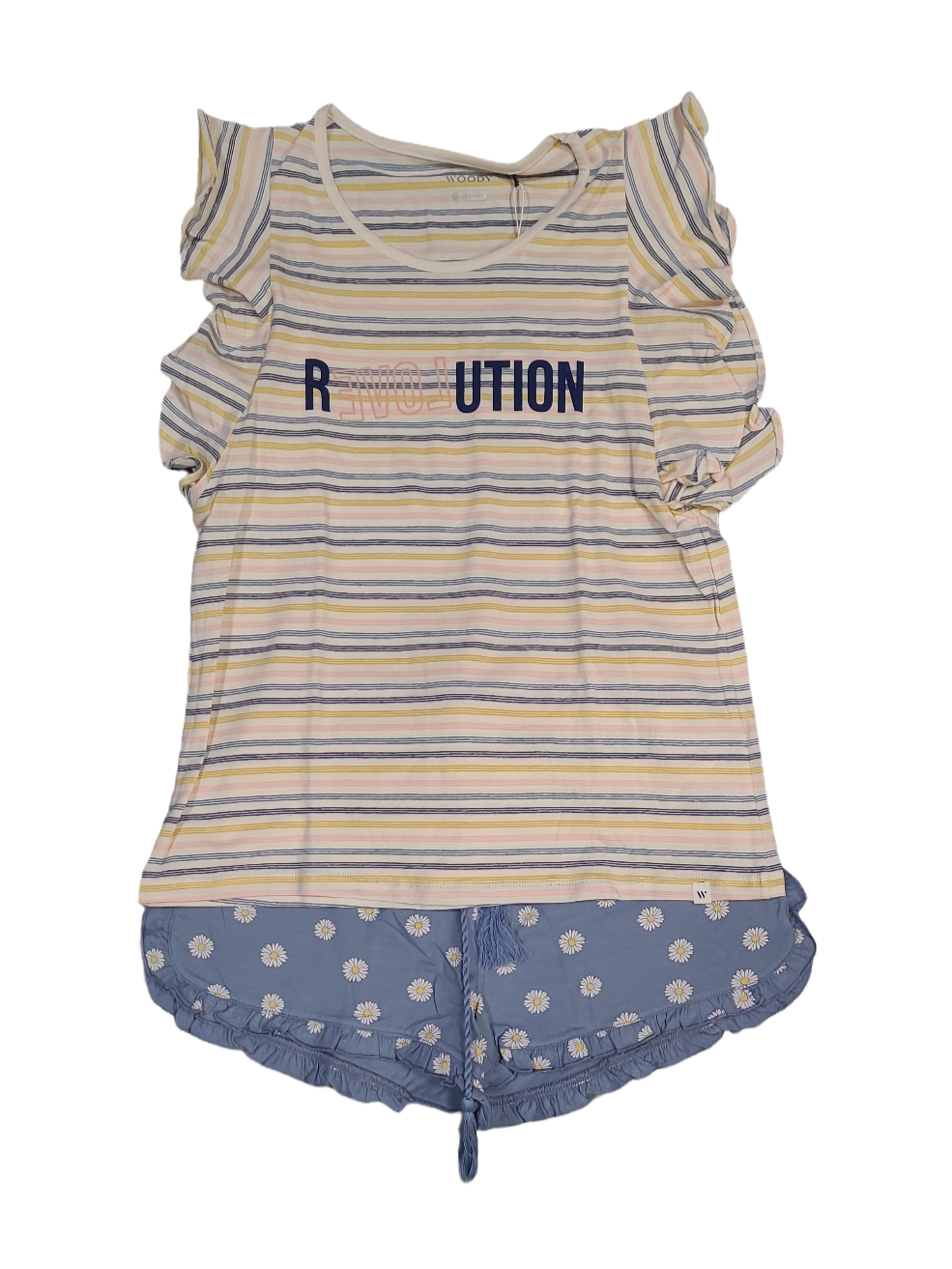 Meisjes Pyjama K/M Short &quot;Revolution&quot; Woody Multi Gestreept