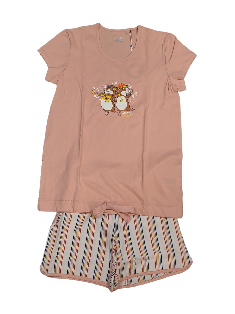 Meisjes Pyjama K/M Short &quot;Cavia&quot; Woody Oudroze
