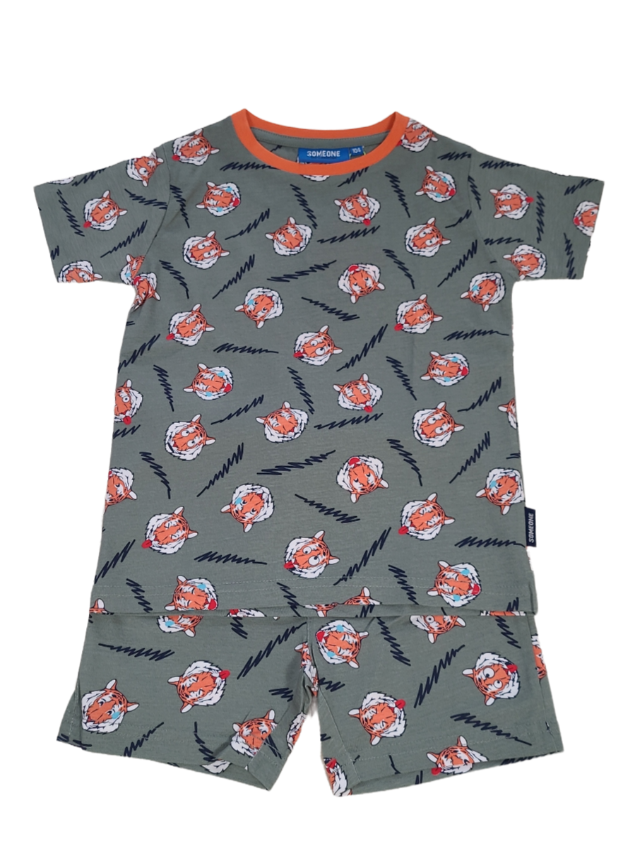 Jongens Pyjama K/M Short &quot;Tijgers&quot; Someone Kaki